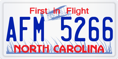 NC license plate AFM5266