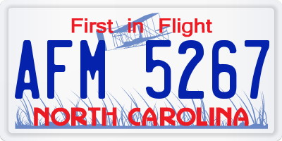 NC license plate AFM5267