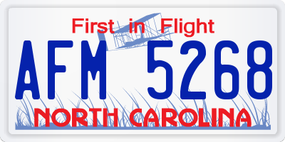 NC license plate AFM5268