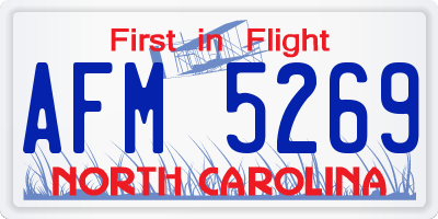 NC license plate AFM5269