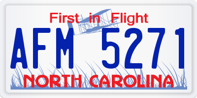 NC license plate AFM5271
