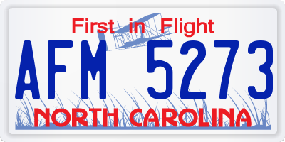 NC license plate AFM5273