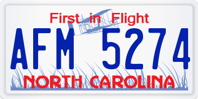 NC license plate AFM5274