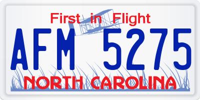 NC license plate AFM5275