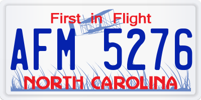NC license plate AFM5276