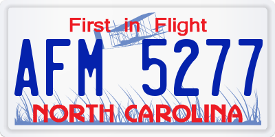 NC license plate AFM5277