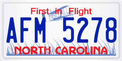 NC license plate AFM5278