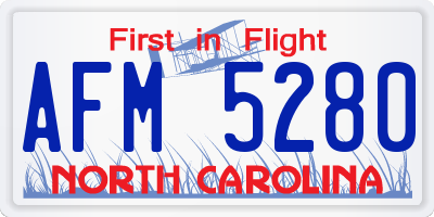 NC license plate AFM5280
