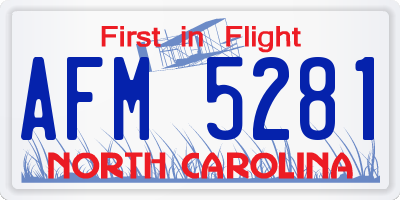 NC license plate AFM5281