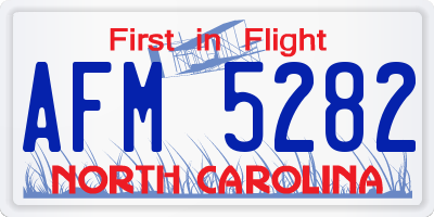NC license plate AFM5282