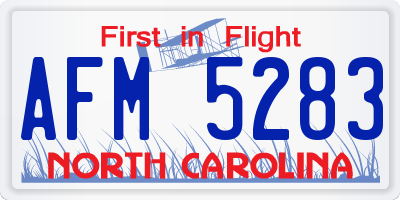 NC license plate AFM5283