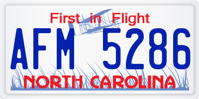 NC license plate AFM5286