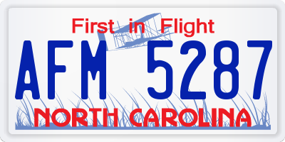 NC license plate AFM5287