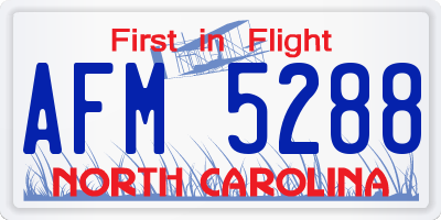 NC license plate AFM5288