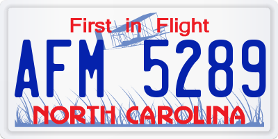 NC license plate AFM5289
