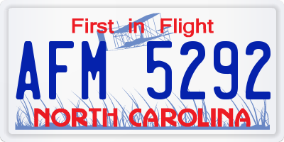 NC license plate AFM5292