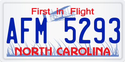 NC license plate AFM5293