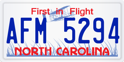 NC license plate AFM5294