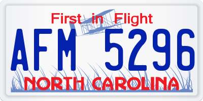NC license plate AFM5296