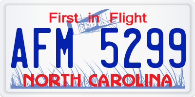 NC license plate AFM5299