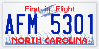 NC license plate AFM5301
