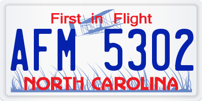 NC license plate AFM5302