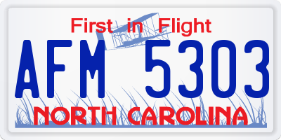 NC license plate AFM5303