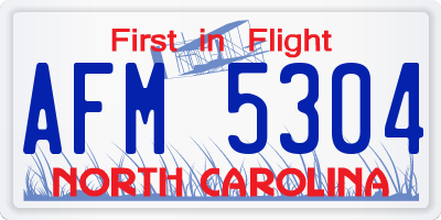 NC license plate AFM5304
