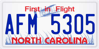 NC license plate AFM5305