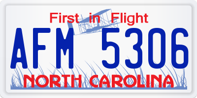NC license plate AFM5306