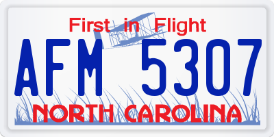 NC license plate AFM5307