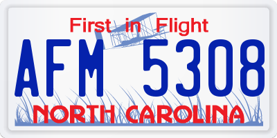 NC license plate AFM5308