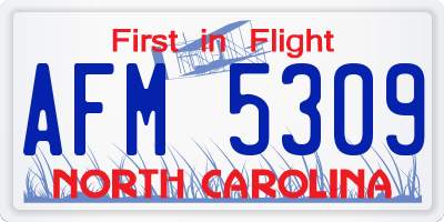 NC license plate AFM5309