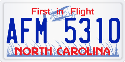 NC license plate AFM5310