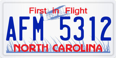NC license plate AFM5312