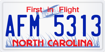 NC license plate AFM5313