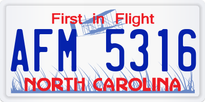 NC license plate AFM5316