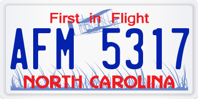 NC license plate AFM5317