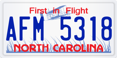 NC license plate AFM5318