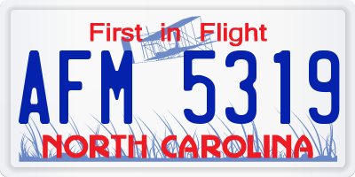 NC license plate AFM5319