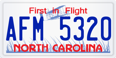 NC license plate AFM5320