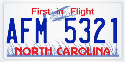 NC license plate AFM5321