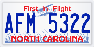 NC license plate AFM5322