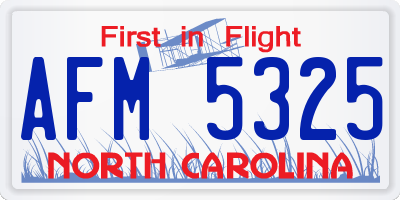 NC license plate AFM5325