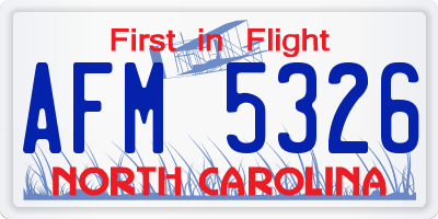 NC license plate AFM5326