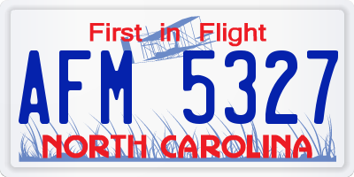 NC license plate AFM5327