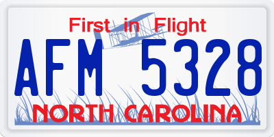 NC license plate AFM5328