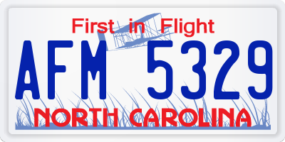 NC license plate AFM5329