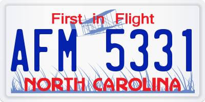 NC license plate AFM5331