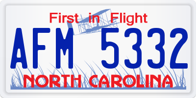 NC license plate AFM5332